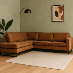 Mangohoutonline Hoekbank Barcelona 4-zits Links Cognac Mahom