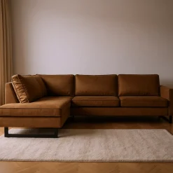 Mangohoutonline Hoekbank Barcelona 4-zits Links Cognac Mahom