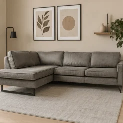 Mangohoutonline Hoekbank Barcelona 4-zits Links Antraciet Mahom