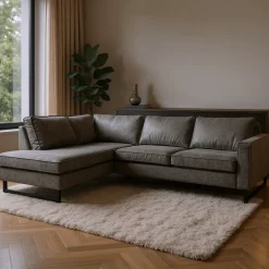 Mangohoutonline Hoekbank Barcelona 4-zits Links Antraciet Mahom