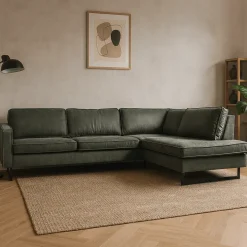 Mangohoutonline Hoekbank Barcelona 4-zits Rechts Groen Mahom