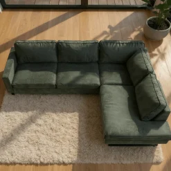 Mangohoutonline Hoekbank Barcelona 4-zits Rechts Groen Mahom