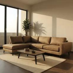 Mangohoutonline Hoekbank Bonanza 4-zits Links Bruin