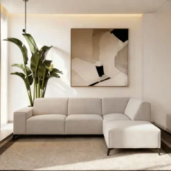 Mangohoutonline Hoekbank Brooklyn 4-zits Rechts Beige Mahom