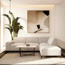 Mangohoutonline Hoekbank Brooklyn 4-zits Rechts Beige Mahom