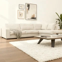 Mangohoutonline Hoekbank Colton 4-zits Rechts Crème Mahom