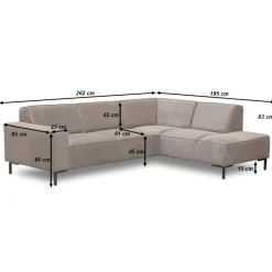 Mangohoutonline Hoekbank Madrid 4-zits Links Beige Mahom