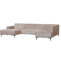 Mangohoutonline Hoekbank Madrid 5-zits U-opstelling Rechts Beige Mahom