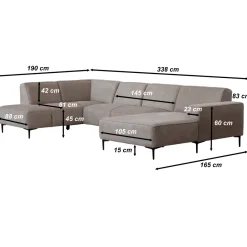 Mangohoutonline Hoekbank Madrid 5-zits U-opstelling Rechts Beige Mahom