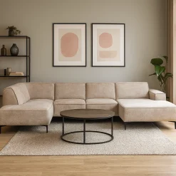 Mangohoutonline Hoekbank Madrid 5-zits U-opstelling Links Beige Mahom