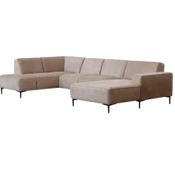 Mangohoutonline Hoekbank Madrid 5-zits U-opstelling Links Beige Mahom