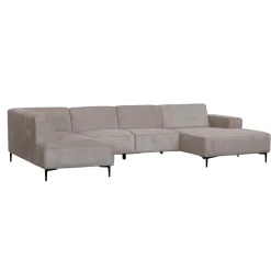 Mangohoutonline Hoekbank Madrid 5-zits U-opstelling Links Stone Mahom