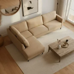 Mangohoutonline Hoekbank Malaga 4-zits Links Crème Mahom