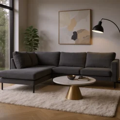 Mangohoutonline Hoekbank Malaga 4-zits Links Antraciet Mahom