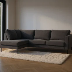 Mangohoutonline Hoekbank Malaga 4-zits Links Antraciet Mahom