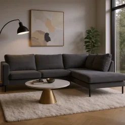 Mangohoutonline Hoekbank Malaga 4-zits Rechts Antraciet Mahom