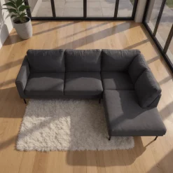 Mangohoutonline Hoekbank Malaga 4-zits Rechts Antraciet Mahom