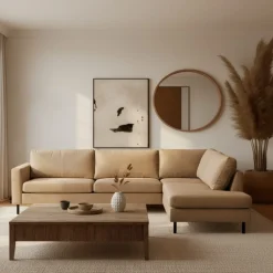 Mangohoutonline Hoekbank Malaga 4-zits Rechts Crème Mahom