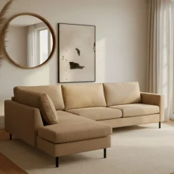 Mangohoutonline Hoekbank Malaga 4-zits Rechts Crème Mahom