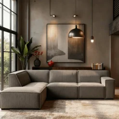 Mangohoutonline Hoekbank Milo 4-zits Links Taupe Mahom