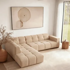 Mangohoutonline Hoekbank Noah 4-zits Links Crème Mahom