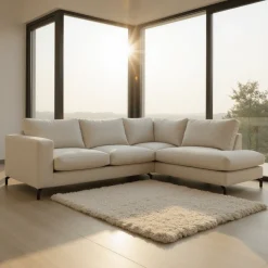 Mangohoutonline Hoekbank Nora 4-zits Rechts Crème