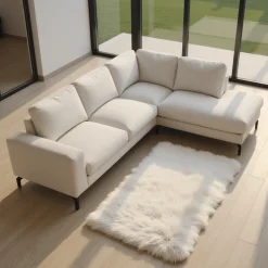 Mangohoutonline Hoekbank Nora 4-zits Rechts Crème
