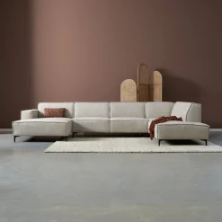 Mangohoutonline Hoekbank River 5-zits U-opstelling Links Crème PEPP