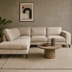 Mangohoutonline Hoekbank Rosalie 4-zits Links Champagne Mahom