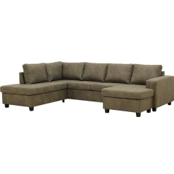 Mangohoutonline Hoekbank Santiago 4-zits U-opstelling Links Groen Mahom