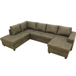 Mangohoutonline Hoekbank Santiago 4-zits U-opstelling Links Groen Mahom