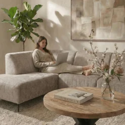 Mangohoutonline Hoekbank Sevilla 4-zits Links Donkergrijs Mahom