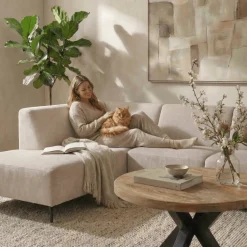 Mangohoutonline Hoekbank Sevilla 4-zits Links Beige Mahom