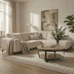 Mangohoutonline Hoekbank Sevilla 4-zits Rechts Beige Mahom