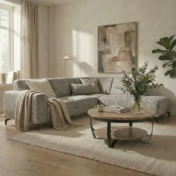 Mangohoutonline Hoekbank Sevilla 4-zits Rechts Donkergrijs Mahom