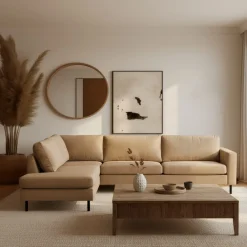 Mangohoutonline Hoekbank Sterre 4-zits Links Crème Mahom