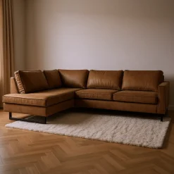 Mangohoutonline Hoekbank Twenty Five 4-zits Links Cognac Mahom