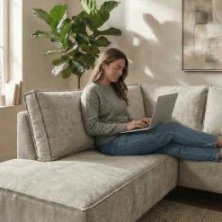 Mangohoutonline Hoekbank Valencia 4-zits Links Grijs Mahom