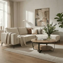 Mangohoutonline Hoekbank Valencia 4-zits Rechts Grijs Mahom