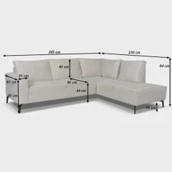 Mangohoutonline Hoekbank Valencia 4-zits Rechts Grijs Mahom