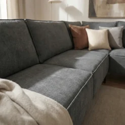 Mangohoutonline Hoekbank Valencia 4-zits Rechts Donkergrijs Mahom