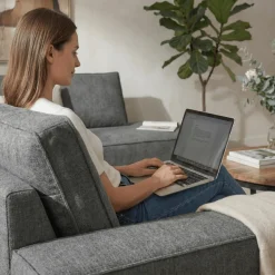 Mangohoutonline Hoekbank Valencia 4-zits Rechts Donkergrijs Mahom