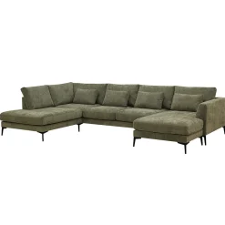 Mangohoutonline Hoekbank Willow 5-zits U-opstelling Links Groen Mahom