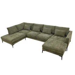 Mangohoutonline Hoekbank Willow 5-zits U-opstelling Links Groen Mahom