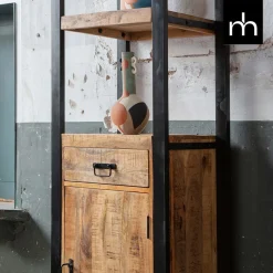 Mangohoutonline Mangohouten Boekenkast Britt met 1 deur en 1 lade Mahom