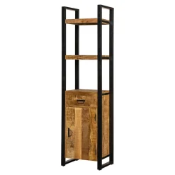Mangohoutonline Mangohouten Boekenkast Britt met 1 deur en 1 lade Mahom