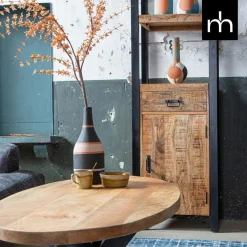 Mangohoutonline Mangohouten Boekenkast Britt met 1 deur en 1 lade Mahom