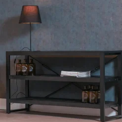 Mangohoutonline Mangohouten Boekenkast Britt Black 150 cm Laag Mahom