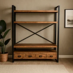 Mangohoutonline Mangohouten Boekenkast Britt 180 cm Mahom