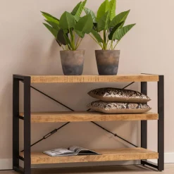 Mangohoutonline Mangohouten Boekenkast Britt 120 cm Laag Mahom